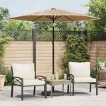 Vidaxl - parasol de jardin avec led et m�t en acier marron 223x223x213cm