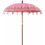 Vidaxl - parasol balinais rose (210 - 220) x 260 cm coton et bois massif