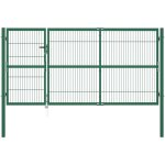Vidaxl - portail de clôture de jardin avec poteaux 350x140 cm acier vert Vidaxl - portail de clôture de jardin avec poteaux 350x140 cm acier vert