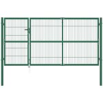 Vidaxl - portail de clôture de jardin avec poteaux 350x140 cm acier vert Vidaxl - portail de clôture de jardin avec poteaux 350x140 cm acier vert