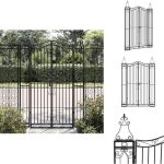 Portail de jardin noir 121x8x180 cm fer forg - portail de jardin - portail en fer forg - porte de jardin ...