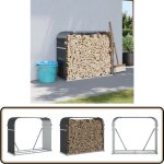 Porte - bches anthracite 120x45x100 cm acier galvanis - porte - bches - rangement bches - abri  ...