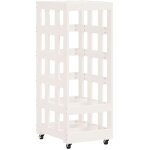 Porte - bches avec roulettes blanc 40x49x110 cm bois massif pin vidaxl