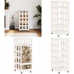 Porte - bûches avec roulettes blanc 40x49x110 cm bois massif pin - porte - bûches - stockage bois - rangement ... Porte - bûches avec roulettes blanc 40x49x110 cm bois massif pin - porte - bûches - stockage bois - rangement ...