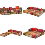 Vidaxl - pouf modulaire � 3 places patchwork tissu - canap� modulable - canap� convertible - pouf multifonctio ...