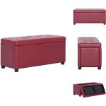 Pouf de rangement 87, 5 cm rouge bordeaux similicuir - pouf de rangement - pouf coffre - banc avec rangement ... Pouf de rangement 87, 5 cm rouge bordeaux similicuir - pouf de rangement - pouf coffre - banc avec rangement ...