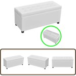 Vidaxl - pouf de rangement cuir synthtique blanc - pouf de rangement - ottoman - banc coffre - meuble ...