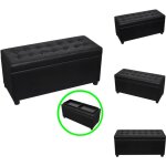 Pouf de rangement cuir synthtique noir - pouf de rangement - ottoman - meuble de salon - banc coffre ...
