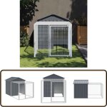 Poulailler avec cour anthracite 117x201x123 cm acier galvanisé - poulailler - cage à poules - abri pour ... Poulailler avec cour anthracite 117x201x123 cm acier galvanisé - poulailler - cage à poules - abri pour ...