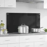 Vidaxl cr�dence de cuisine noir 100 x 50 cm verre tremp�