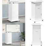 Vidaxl - pupitre et roues et tiroir blanc 55x55x107 cm bois d'ingnierie - bureau - meuble de bureau ...