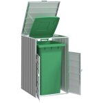Vidaxl - rangement � roulettes pour poubelles pour bac unique gris acier