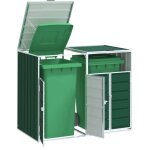 Vidaxl rangement � roulettes pour poubelles pour deux bacs acier