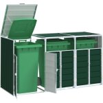 Vidaxl - rangement � roulettes pour poubelles pour trois bacs vert acier