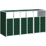Vidaxl - rangement � roulettes pour poubelles pour trois bacs vert acier