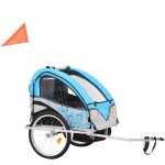Remorque à vélo et poussette pour enfants 2 - en - 1 bleu et gris Remorque à vélo et poussette pour enfants 2 - en - 1 bleu et gris