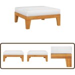 Repose - pied sectionnel avec coussin blanc crme bois d'acacia - repose pied jardin - fauteuil de jardin ...