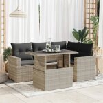 Vidaxl - salon de jardin 5 pcs avec coussins gris clair rsine tresse