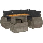 Vidaxl - salon de jardin 5 pcs avec coussins gris r�sine tress�e