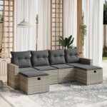 Vidaxl - salon de jardin 6 pcs avec coussins gris clair rsine tresse