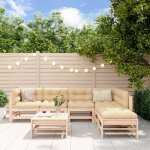 Vidaxl - salon de jardin 7 pcs avec coussins bois massif