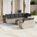 Vidaxl - salon de jardin 9 pcs avec coussins gris clair rsine tresse