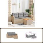 Salon de jardin avec coussins 4 pcs beige rsine tresse - ensemble salon jardin - meuble extrieur - ...
