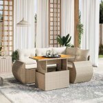 Vidaxl - salon de jardin avec coussins 5 pcs beige r�sine tress�e