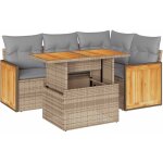 Vidaxl - salon de jardin avec coussins 5 pcs beige r�sine tress�e acacia
