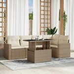 Vidaxl - salon de jardin avec coussins 6 pcs beige rsine tresse