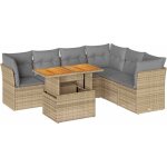 Vidaxl - salon de jardin avec coussins 7 pcs beige rsine tresse