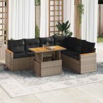 Vidaxl - salon de jardin avec coussins 7 pcs gris r�sine tress�e acacia