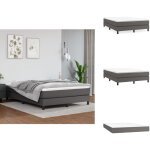 Vidaxl - sommier  lattes de lit avec matelas gris 140x190 cm similicuir - lit tapissier - lit double ...