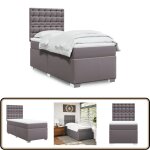 Vidaxl - sommier à lattes de lit avec matelas gris 90x190 cm similicuir Vidaxl - sommier à lattes de lit avec matelas gris 90x190 cm similicuir