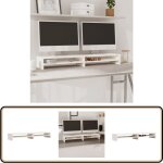 Vidaxl - support de moniteur blanc 100x24x13 cm bois de pin solide - support d'cran - meuble tv - bureau ...