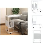 Vidaxl - table d'appoint avec roues blanc 55x36x63, 5cm bois d'ingnierie - table d'appoint - table basse ...