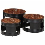 Tables de bar forme tambour 3 pcs bois massif de rcupration