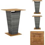 Table de bar gris 80x80x110 cm r�sine tress�e et bois d'acacia - table de bar - table de jardin - mobilier ...