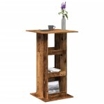 Vidaxl ? table de bar avec rangement ? bois d'ing�nierie vieux bois ? dimensions 60x60x102 cm ? 3 compartiment ...