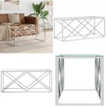 Vidaxl - table basse 110x45x45 cm acier inoxydable et verre - table basse - meuble salon - table d'appoint ... Vidaxl - table basse 110x45x45 cm acier inoxydable et verre - table basse - meuble salon - table d'appoint ...