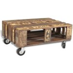 Vidaxl - table basse avec 4 roulettes bois recycl�