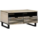 Vidaxl - table basse blanc, noir 80 x 54 x 40 cm bois de manguier massif