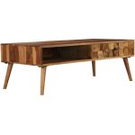 Table basse de style r�tro avec compartiment et tiroir avec des sculptures particuli�res