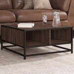 Vidaxl - table basse ch�ne marron 60, 5x60, 5x30cm bois d'ing�nierie / m�tal