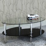 Vidaxl ? table basse fixe noire 90x45x43 cm ? verre tremp� et cadre m�tal ? design exclusif � 3 couches ...