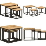 Tables basses gigognes 3 pcs bois massif de manguier et fer - table basse gigogne - table d'appoint - ... Tables basses gigognes 3 pcs bois massif de manguier et fer - table basse gigogne - table d'appoint - ...