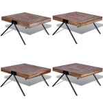 Vidaxl - table basse avec pieds en v bois de teck recycl - table basse - table d'appoint - meubles design ...