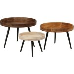 Vidaxl - tables basses rondes 3 pcs bois de manguier massif Vidaxl - tables basses rondes 3 pcs bois de manguier massif