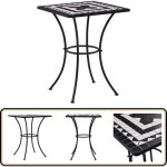 Vidaxl - table de bistro mosaque noir et blanc 60 cm cramique - table de jardin - table d'appoint - ...