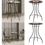 Table de bistro mosa�que terre cuite blanc �50x70 cm c�ramique - table de bistrot - table ext�rieure ...
